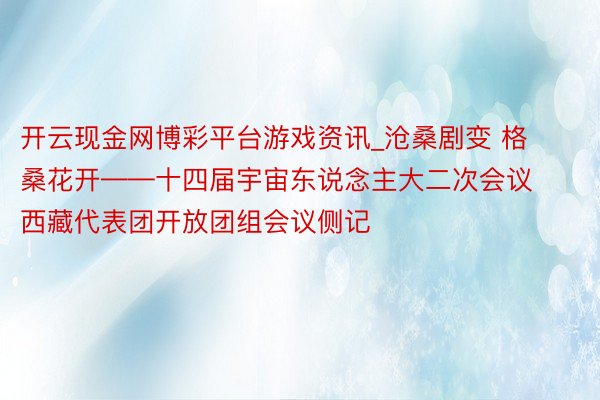 开云现金网博彩平台游戏资讯_沧桑剧变 格桑花开——十四届宇宙东说念主大二次会议西藏代表团开放团组会议侧记