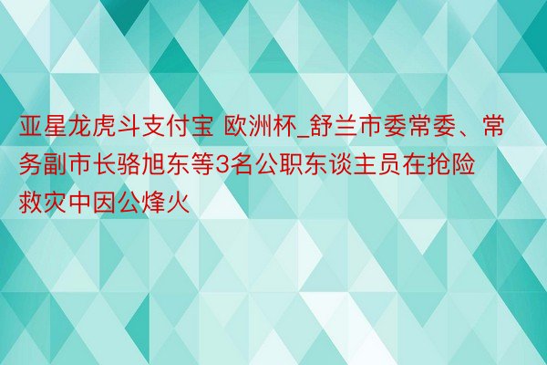 亚星龙虎斗支付宝 欧洲杯_舒兰市委常委、常务副市长骆旭东等3名公职东谈主员在抢险救灾中因公烽火