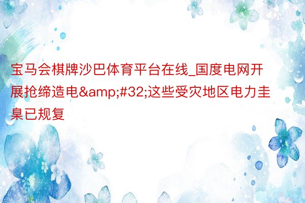 宝马会棋牌沙巴体育平台在线_国度电网开展抢缔造电&#32;这些受灾地区电力圭臬已规复