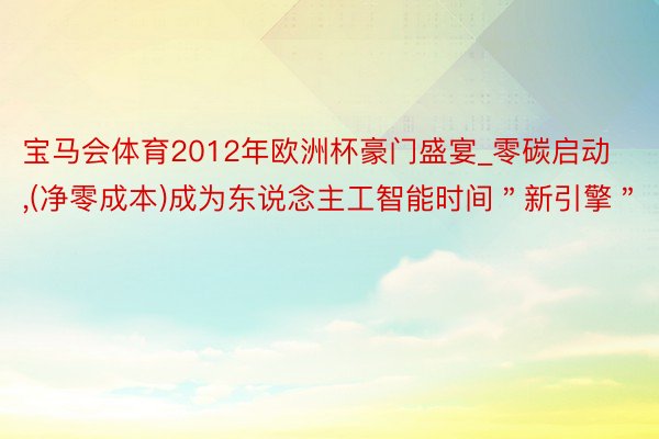 宝马会体育2012年欧洲杯豪门盛宴_零碳启动,(净零成本)成为东说念主工智能时间＂新引擎＂