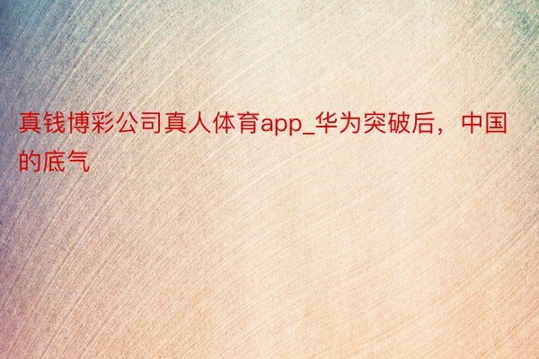 真钱博彩公司真人体育app_华为突破后，中国的底气